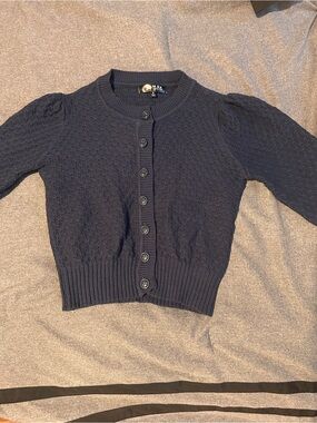 Amazon Essentials Navy Textured Crop Cardigan